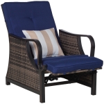 Outsunny Patio PE Rattan Wicker Leisure Reclining Bed Chair w/ Cushion & Armrest