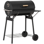 Outsunny 30" Portable Charcoal BBQ Grill w/ Adjustable Charcoal Rack Storage Shelf Wheel