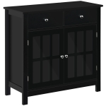 HOMCOM Sideboard Buffet Cabinet, Storage Cabinet Cupboard Table with Glass Doors, Adjustable Shelf Cabinet and 2 Drawers for Kitchen, Black