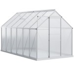 Outsunny 12' x 6' Polycarbonate Walk-in Garden Greenhouse Kit w/ Sliding Door, Silver