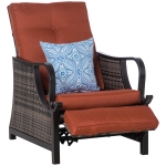 Outsunny Patio PE Rattan Wicker Leisure Reclining Bed Chair w/ Cushion & Armrest