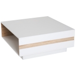 HOMCOM 35" Two Tone Coffee Table with Storage Rectangle Living Room Wood Table - White and Oak