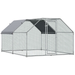 PawHut Large Galvanized Metal Chicken Run Cage Coop with Cover Walk-In Pen Perfect for Outdoor Backyard Use - 9' W x 12' D x 6.5' H