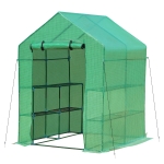 Outsunny 4.5' x 4.5' x 6' 2-Tier Shelf Greenhouse for Outdoor Garden Plant & Plant Use with PE Cover & Steel Frame