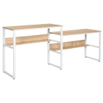 HOMCOM Industrial Style Standing Sitting Computer Desk with Steel Frame, Storage Shelf