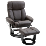 HOMCOM Massage Recliner Chair PU Leather with Ottoman and 10 Vibration Points and Faux Leather - Brown