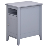 HOMCOM Modern End Table, Slim Side Table, Nightstand with Adjustable Open Shelf and Door Cabinet for Living Room, Bedroom, Grey