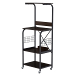 HOMCOM Rolling Dorm Kitchen Cart w/Shelving, 2 Lockable Wheels, and Side Wire Grids