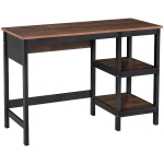 HOMCOM Home Office Desk, Writing Table Laptop Workstation with Display Shelves - Black