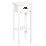 HOMCOM 2-Tier Side Table with Drawer, End Table for Living Room Hallway, White