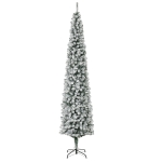 HOMCOM 9ft Artificial Snow Flocked Christmas, Holiday Pencil Tree Decoration