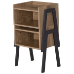 HOMCOM Industrial Side Table Nightstand, Set of 2 Stackable End Tables, Sofa Bed Side Table with Metal Frame - Oak