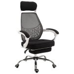 Vinsetto 360° Swivel High Back Office Chair Adjustable Height Recliner with Retractable Footrest Home Office - Black/White
