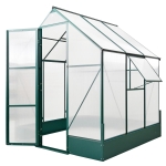 Outsunny 6' x 6' x 7' Walk-in Plant Polycarbonate Greenhouse Hobby Greenhouse for Backyard/Outdoor with Temperature Controlled Window