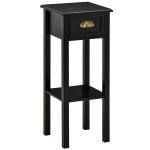 HOMCOM 2-Tier Side Table with Drawer Shelf, End Table for Living Room Hallway, Black