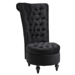 HOMCOM High Back Accent Chair, Upholstered Armless Chair, Retro Button-Tufted Royal Design with Thick Padding and Rubberwood Leg for living Room, Dining room and Bedroom, Black
