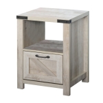 HOMCOM Industrial Side Table with Storage Drawer, Display Shelf, a Large Working Tabletop, & Strong Materials, Oak