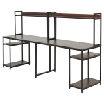 HOMCOM Industrial Double Computer Desk Home Office Writing Table For Two Person Storage w/ Open Shelf