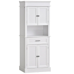 HOMCOM Traditional Freestanding Buffet with Hutch, Kitchen Pantry Cabinet Cupboard with Doors and Drawer, Adjustable Shelving,White