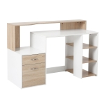 HOMCOM 54" Multi-Shelf Dorm and Home Office Computer Desk - Oak/White