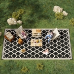 Outsunny Reversible Outdoor RV Rug, 9' x 18' Patio Floor Mat, Plastic Straw Rug for Backyard, Deck, Picnic, Beach, Camping, Black & Beige