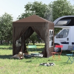 Outsunny 6.6x6.6ft Pop Up Party Tent Outdoor Folding Gazebo Canopy with Side Walls Brown