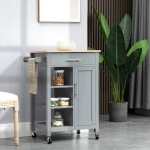 HOMCOM Kitchen Island, Compact Kitchen Cart on Wheels with Open Shelf & Storage Drawer for Dining Room, Kitchen, Grey