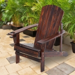 Outsunny Classic Adirondack Chair, Garden Deck Chair with Cup Holder for Patio, Indoor, Backyard, Black(c-2)