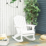 Outsunny Wooden Adirondack Rocking Chair with Slatted Wooden Design, Fanned Back, & Classic Rustic Style, White