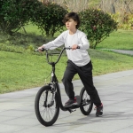 Aosom Youth Scooter Adjustable Height, Front Rear Dual Brakes, Inflatable Wheels 20-Inch 16-Inch, for 10+ Years, Black