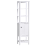 HOMCOM Freestanding Wood Bathroom Storage Tall Cabinet Organizer Tower with Shelves & Compact Design - White