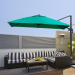 Outsunny 10x10ft Cantilever Umbrella Rotatable Square Top Market Parasol with 4 Adjustable Angle for Backyard Patio Outdoor Area Green
