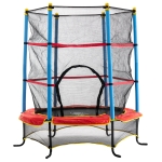 Qaba 65 Inch Mini Trampoline for Kids with Enclosure Net Built-in Zipper Safety Pad Indoor Outdoor for Children Toddler Age 3-6 Years Old