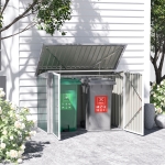 Outsunny Outdoor Steel Wheelie Trash Can Storage Shed Garbage Can Organizer With Double Door & Lid Rubbish Cover for 2 Trash Cans