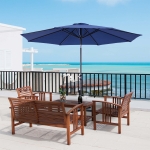 Outsunny 10'x 8' Steel Frame Round Market Patio Sun Umbrella Garden Parasol Outdoor Sunshade Canopy (Blue)