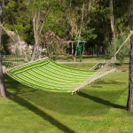 Outsunny 75" Striped Outdoor Camping Hammock Lounge Bed Garden w/ Pillow