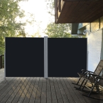 Outsunny Patio Retractable Double Side Awning, Folding Privacy Screen Fence, Privacy Wall Corner Divider, Garden Outdoor Sun Shade Wind Screen, Indoor Room Divider, Black