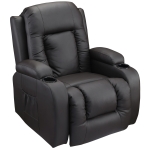 HOMCOM Luxury Faux Leather Heated Vibrating 8 Point Massage Recliner Chair with 360 Swivel and Remote, Dark Brown