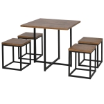 HOMCOM Compact 5pc Kitchen Dining Set Wood Bar Table Chair Home Space Saving Furniture