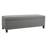 HOMCOM 50" Large Tufted Linen Fabric Ottoman Storage Bench With Soft Close Top for Living Room, Entryway, or Bedroom - Heather Grey