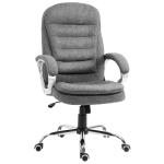 Vinsetto High Back Home Office Chair Executive Computer Chair with Adjustable Height, Upholstered Thick Padding Headrest and Armrest - Grey