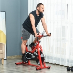 Soozier Upright Stationary Exercise Cycling Bike w/ LCD Monitor - Red and Black