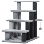 PawHut 4 Levels Cat Steps Stairs Carpeted Ladder for Sofa, w/ Small Platform, Play Ball