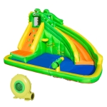 Outsunny Kids Bounce Castle, Crocodile Style Inflatable House with Carry Bag, Air Blower