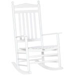 Outsunny Wooden Rocking Chair, Traditional Porch Rocker for Outdoor Indoor, White