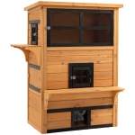 PawHut Cat House, Outdoor 3-Tier Kitty Shelter, Weather Resistant, w/ Escape Door