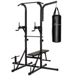 Soozier 86" Multi Function Full Body Power Tower Home Gym with Punching Bag