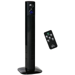 HOMCOM 38" Tower Fan Cooling with Aroma Diffuser, 70° Oscillating, 12 Hour Timer, LED Sensor Panel, and Remote Control, for Bedroom, Black