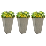 Outsunny 28" Tall Plastic Planters, 3-Pack, Large Taper Outdoor & Indoor Plastic Garden Flower Pots, for Entryway, Patio, Yard, Grey