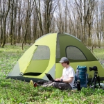 Outsunny 6- Person Family Dome Tent with Removable Rain Fly, Waterproof Camping Tent for Backpacking Hiking Outdoor with Carry Bag, Yellow and Grey